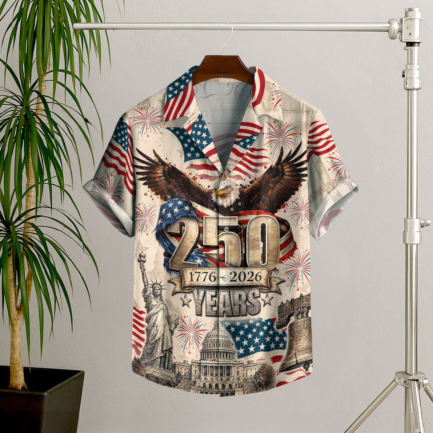 250 Years Of America 1776–2026 Eagle Edition Hawaiian Shirt - Patriotic Gift For Him