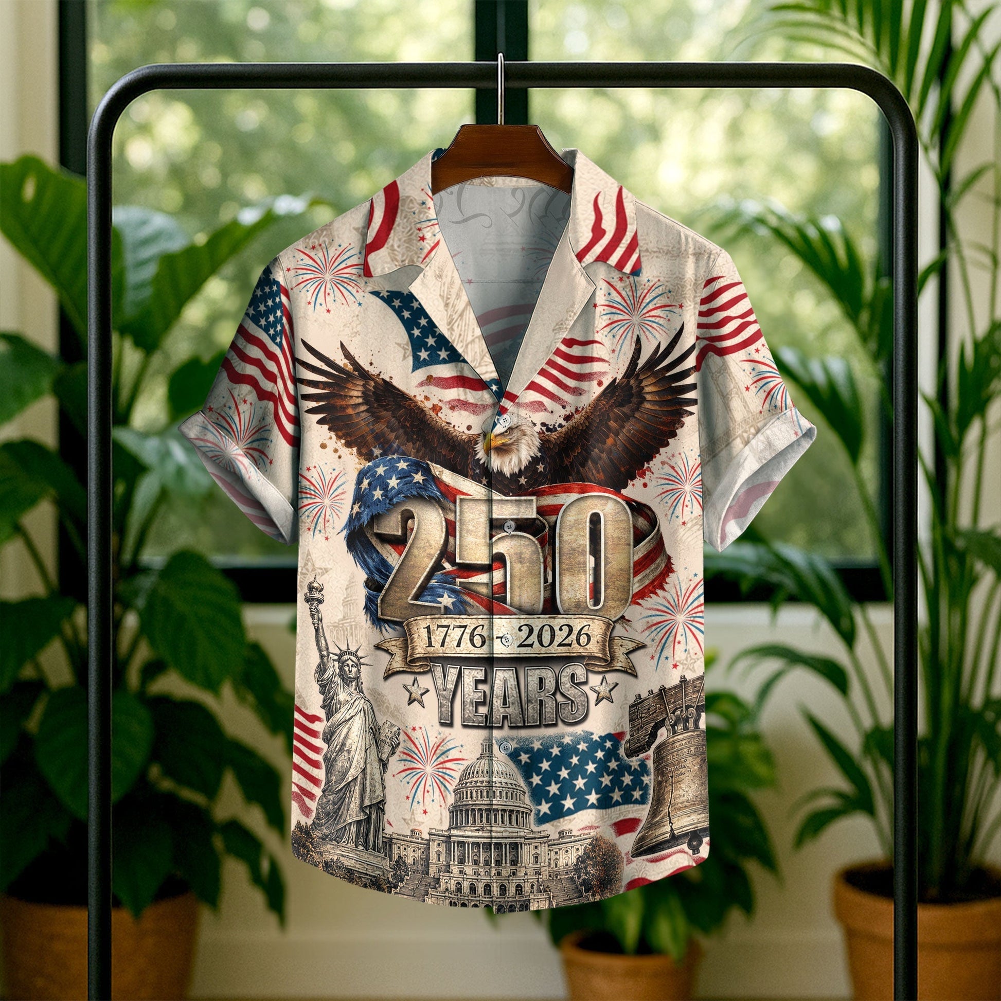 250 Years Of America 1776–2026 Eagle Edition Hawaiian Shirt - Patriotic Gift For Him