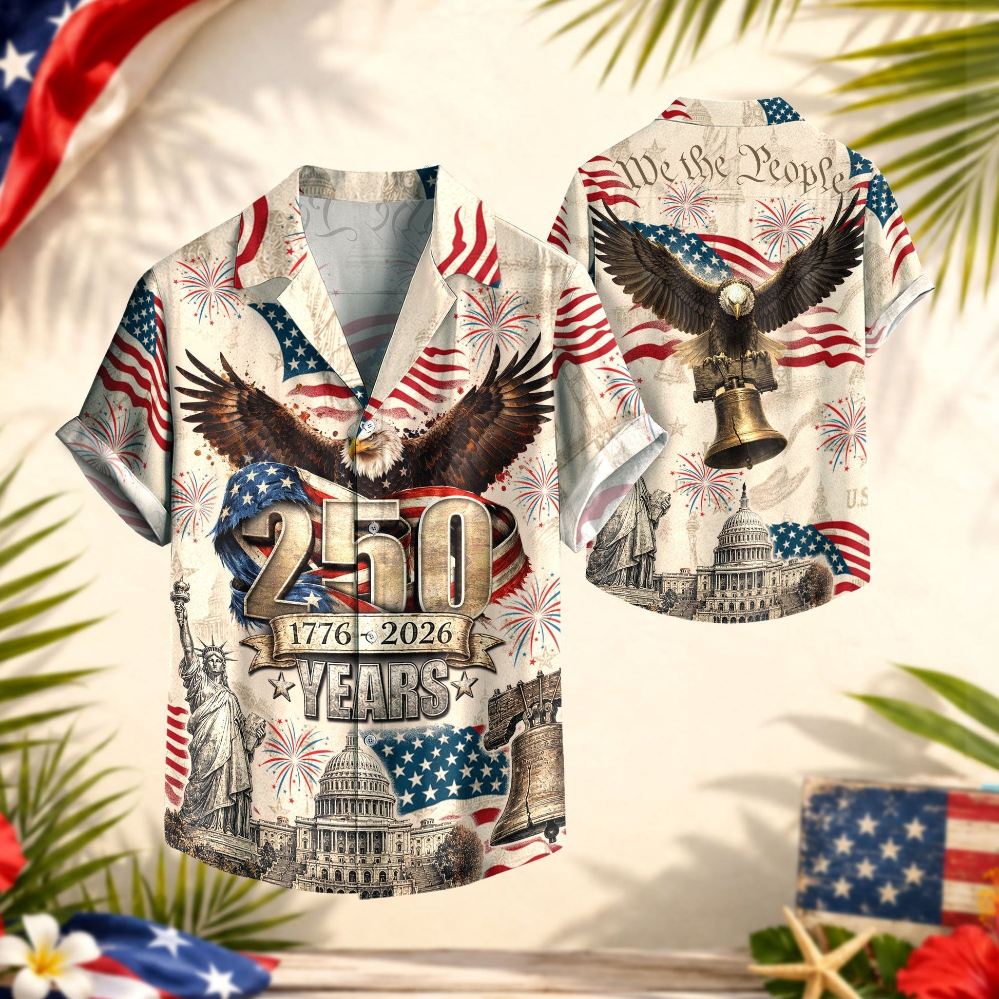 250 Years Of America 1776–2026 Eagle Edition Hawaiian Shirt - Patriotic Gift For Him