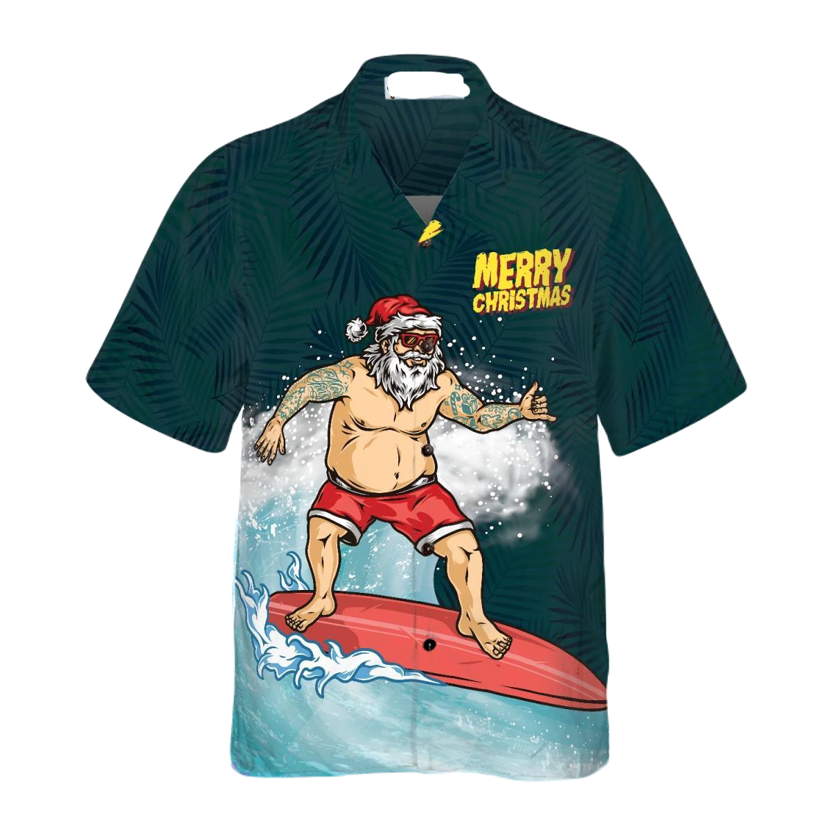 NoClaws Christmas Hawaii Shirt Surfing Santa Claus Merry Christmas Hawaiian Shirt Colorful Unisex