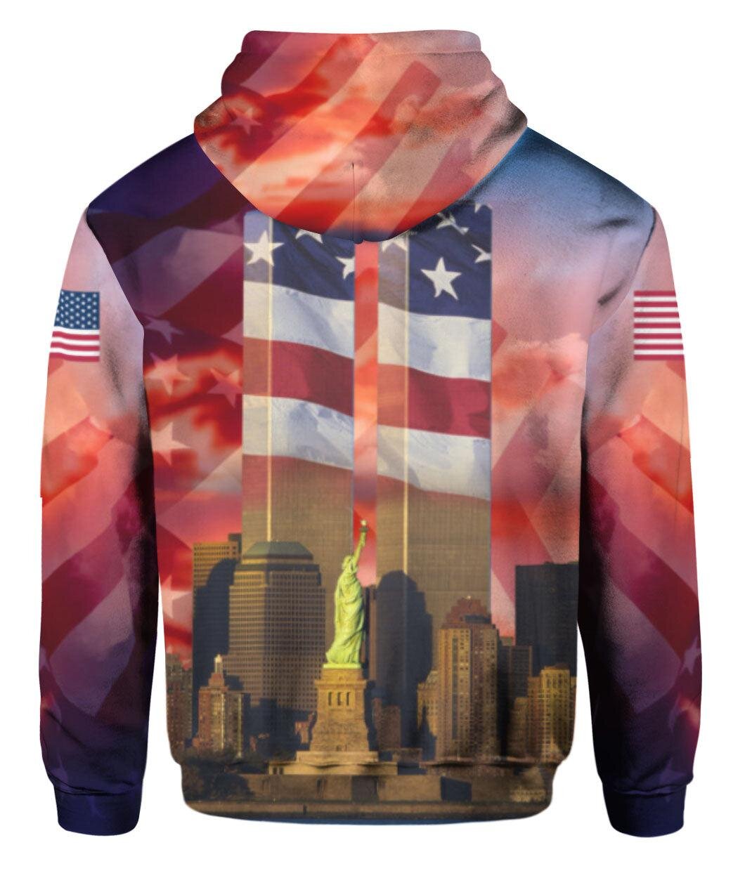 Patriot Day Hoodie 9-11 We Will Never Forget Patriot Day American Flag Twin Tower Shirt Patriot Day Shirt