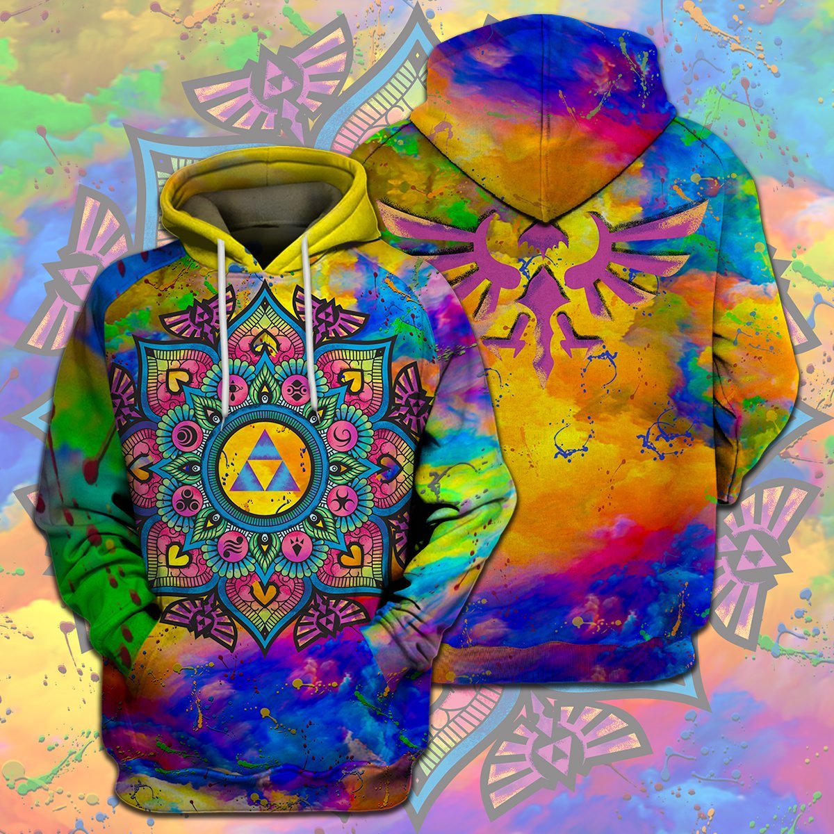 Legend Of Zelda Shirt Watercolor Triforce Mandala Hyrule's Symbol T-shirt Legend Of Zelda Hoodie Legend Of Zelda Tank