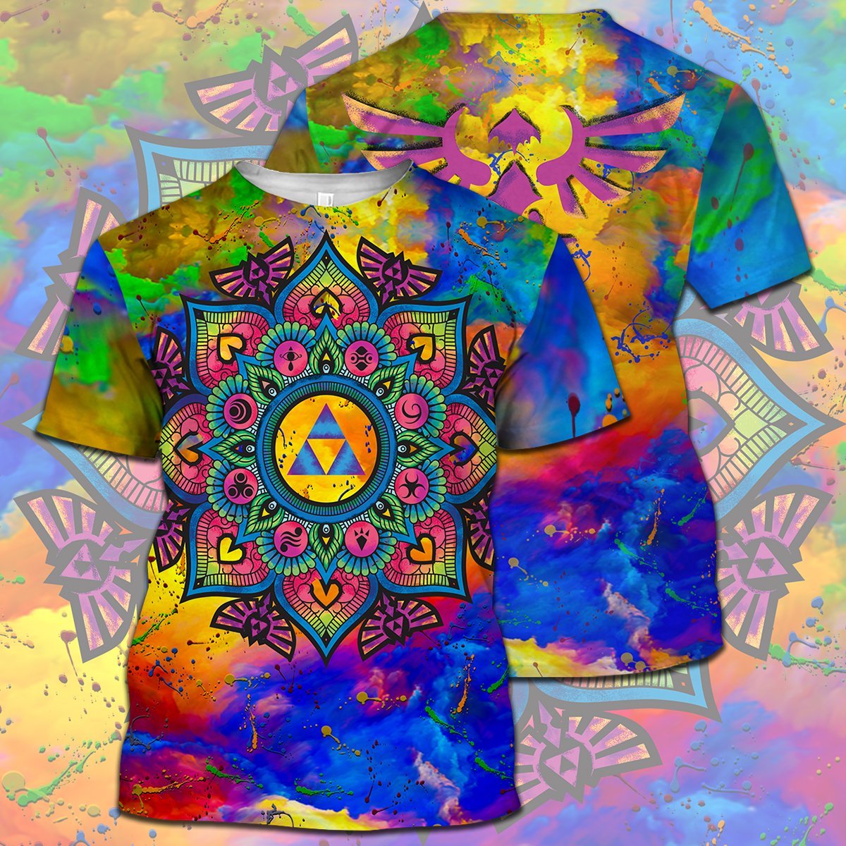 Legend Of Zelda Shirt Watercolor Triforce Mandala Hyrule's Symbol T-shirt Legend Of Zelda Hoodie Legend Of Zelda Tank