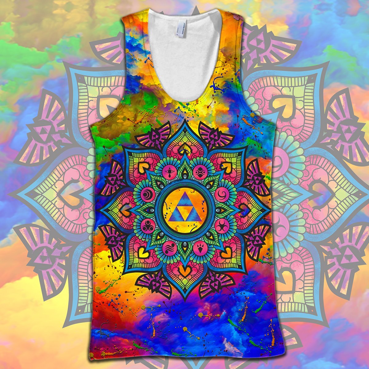 Legend Of Zelda Shirt Watercolor Triforce Mandala Hyrule's Symbol T-shirt Legend Of Zelda Hoodie Legend Of Zelda Tank