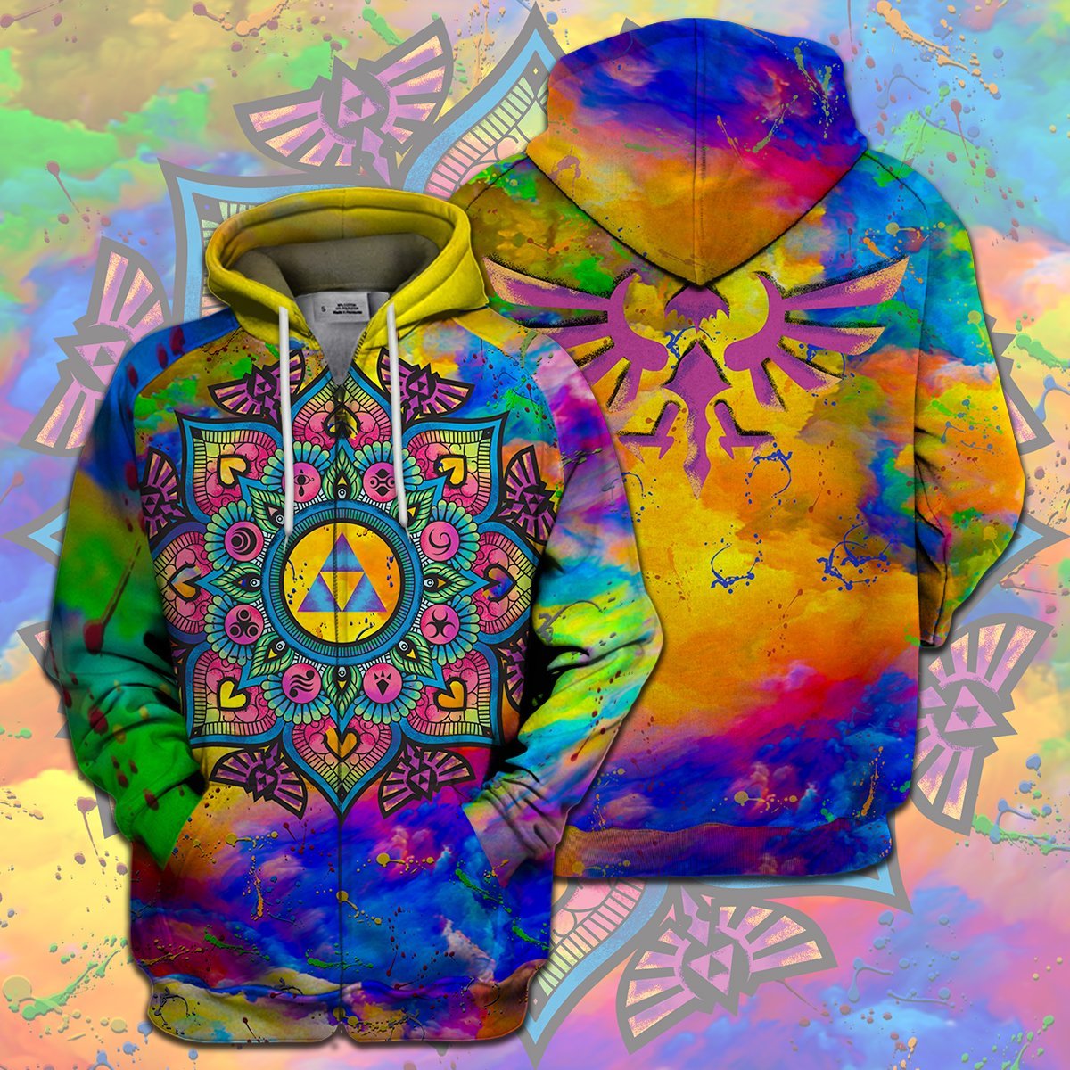 Legend Of Zelda Shirt Watercolor Triforce Mandala Hyrule's Symbol T-shirt Legend Of Zelda Hoodie Legend Of Zelda Tank