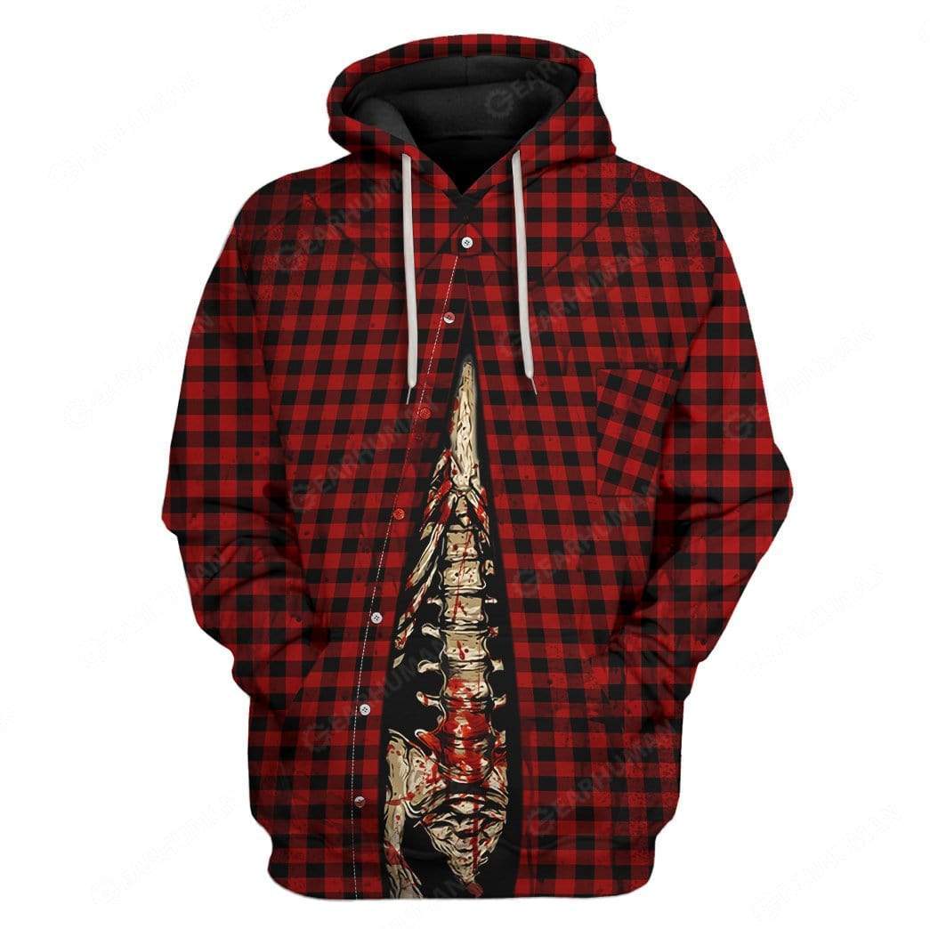 Gifury Halloween Hoodie Halloween Apparel Halloween Bloody Skeleton Inside Costume Red Black Hoodie Halloween Costume 2022