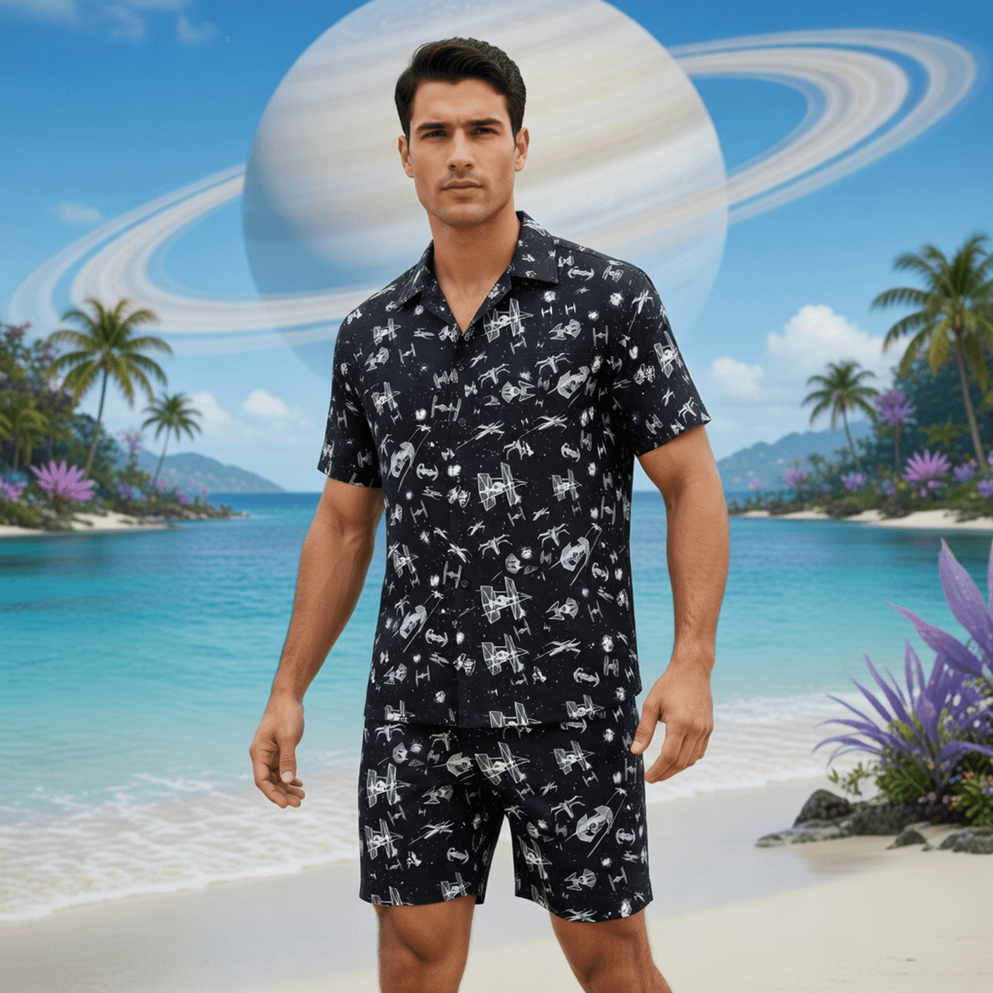 Galactic Spaceship Premium Hawaiian Shirt - Galaxy Aloha - HW7AHGB001