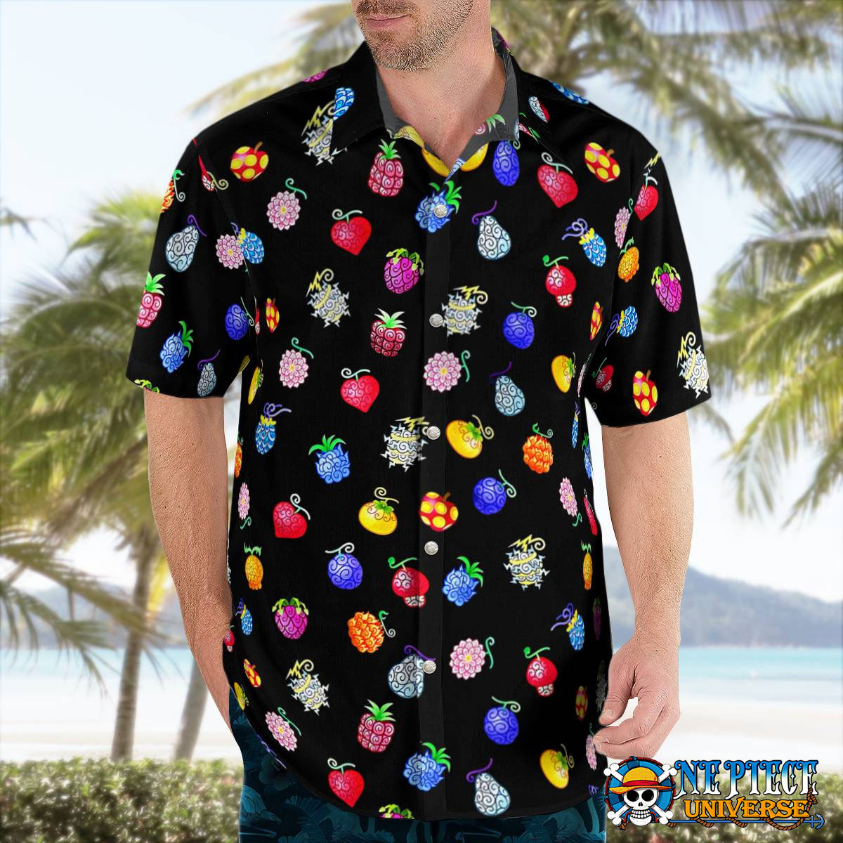 One Piece All Devil Fruits Button Up Hawaiian Shirt For Sale | One Piece Universe Store
