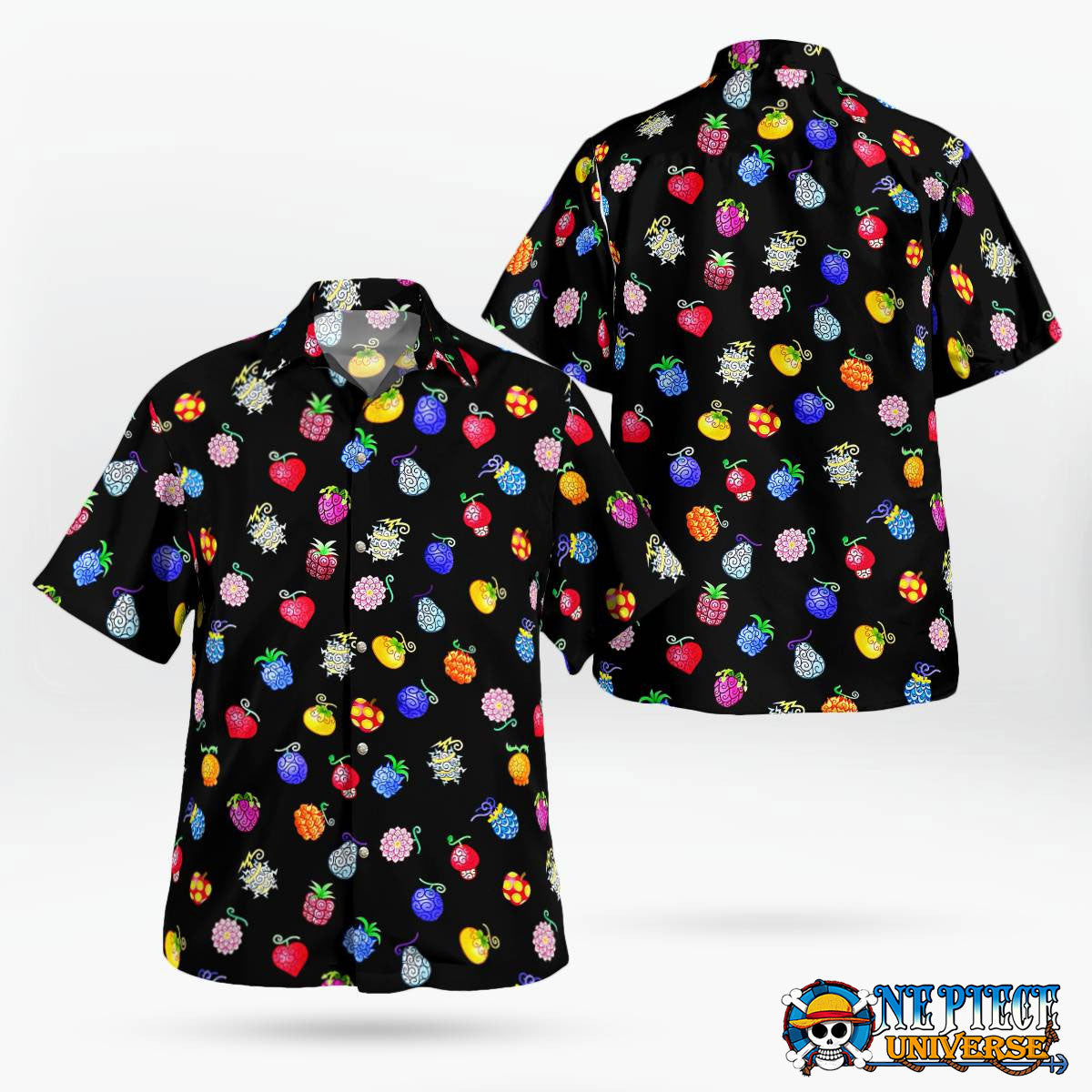 One Piece All Devil Fruits Button Up Hawaiian Shirt For Sale | One Piece Universe Store