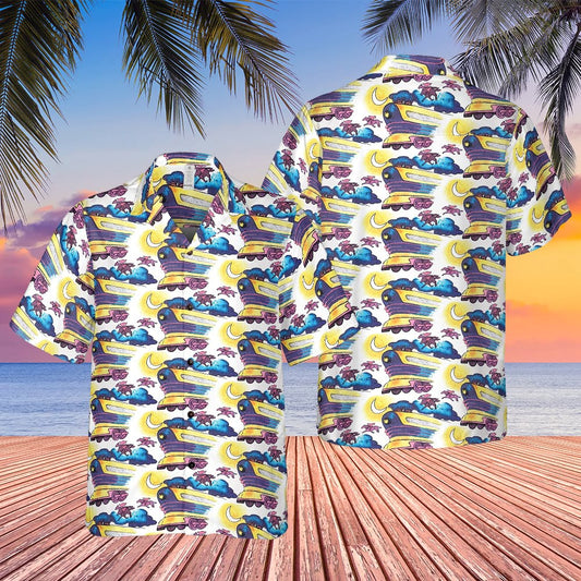 Fear And Loathing In Las Vegas Doctor Gonzo Surfboards Blue Flowers Hibicus Hawaiian Shirt - Tazila