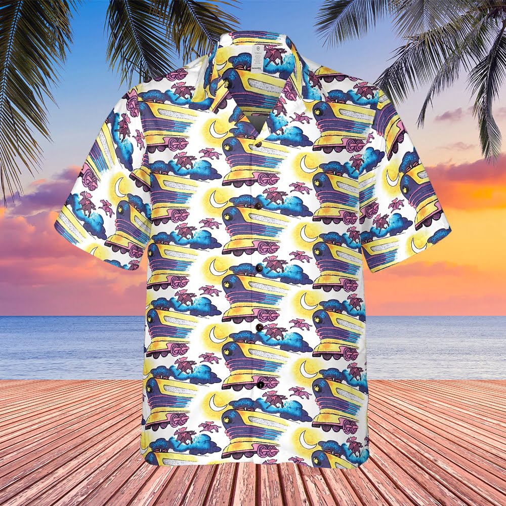 Fear And Loathing In Las Vegas Doctor Gonzo Surfboards Blue Flowers Hibicus Hawaiian Shirt - Tazila