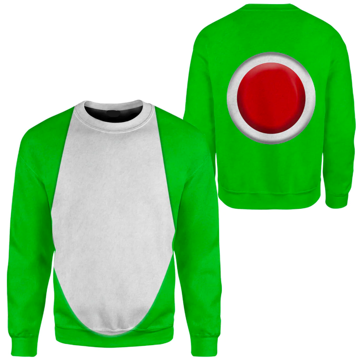Super Mario Costume Hoodie Game Character Yoshi Costume T-shirt Green White Unisex Adults