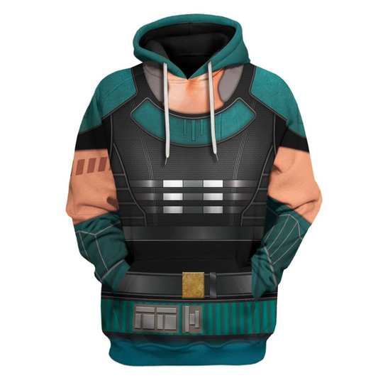 SW Hoodie Cara Dune Costume SW Cosplay T-shirt Black Green Unisex Adults