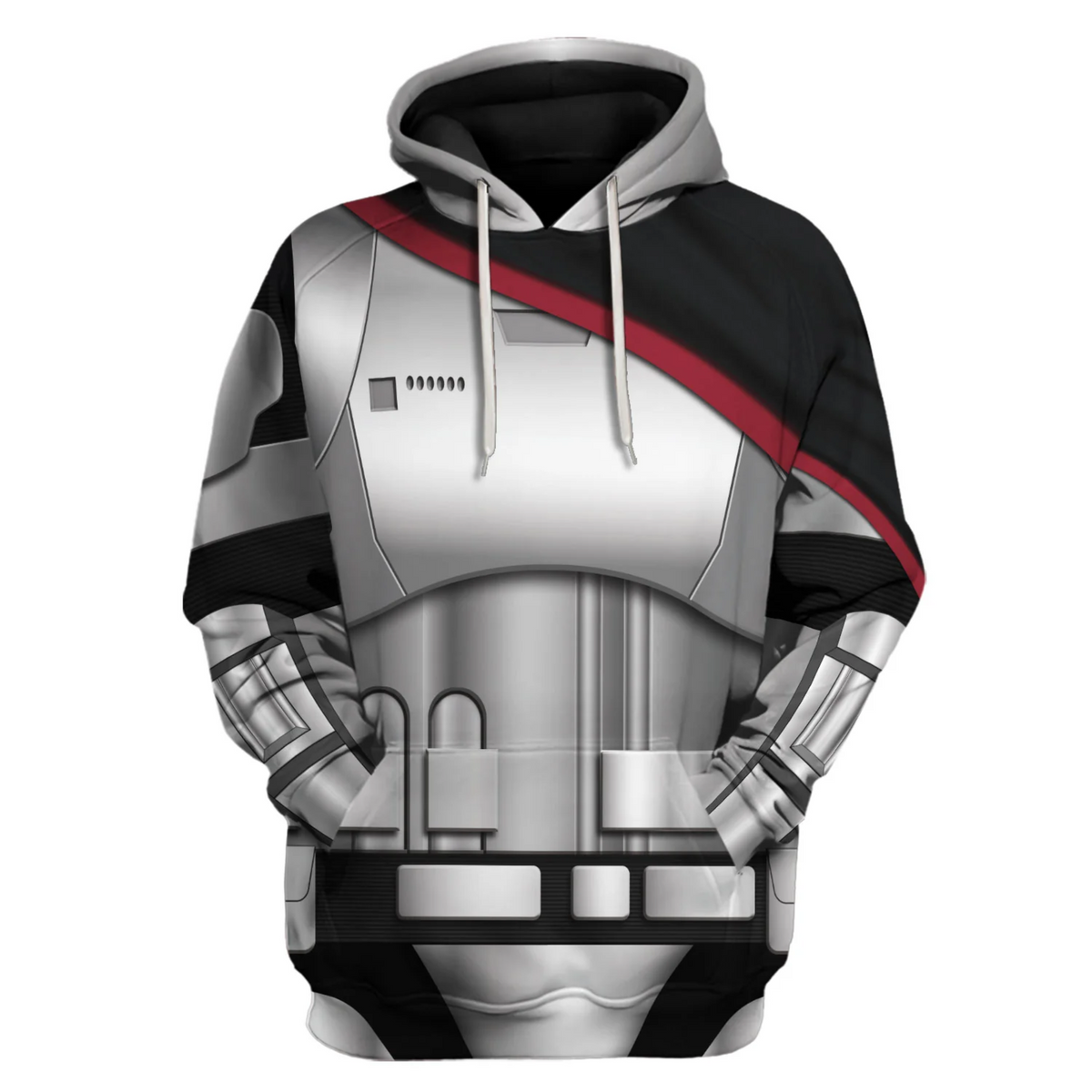 SW Hoodie Captain Phasma’s Armor Costume SW Cosplay T-shirt Black Silver Unisex Adults