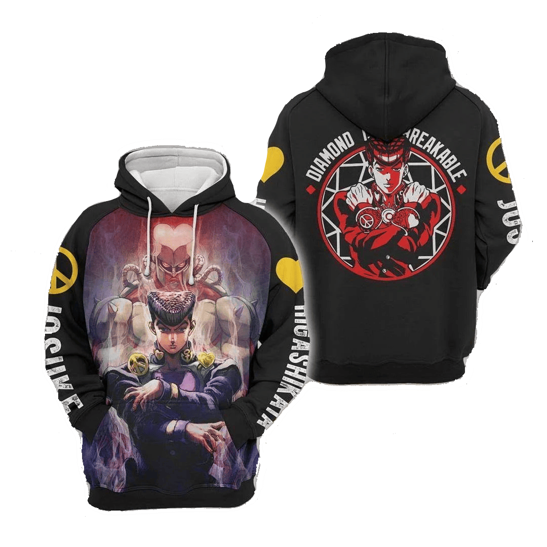 JoJos Bizarre Adventure Hoodie Josuke Higashikata Diamond Is Unbreakable Hoodie Black Unisex