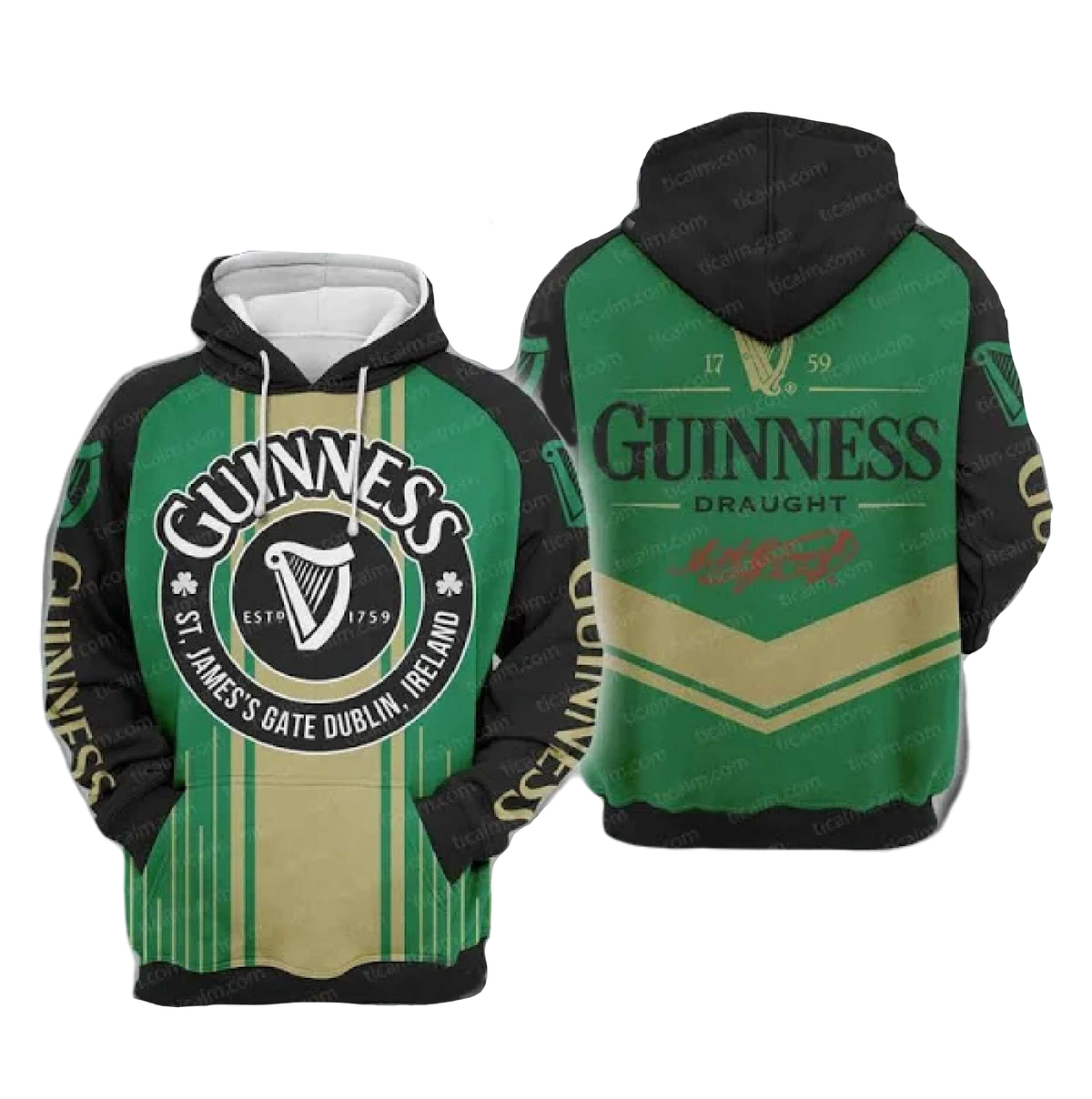 Guinness Hoodie Guinness Beer St James Gate Dublin Hoodie Black Green Unisex