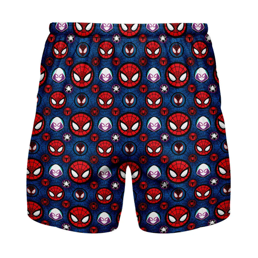 Spiderman Shorts Spiderman and Spider Gwen Pattern Beach Shorts Blue Red