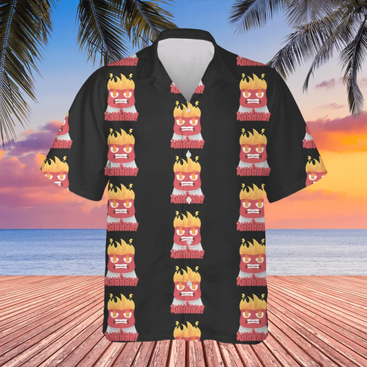 NoClaws Inside Out Hawaii Shirt Disney Emotion Anger Inside Out Pattern Aloha Shirt Black Unisex