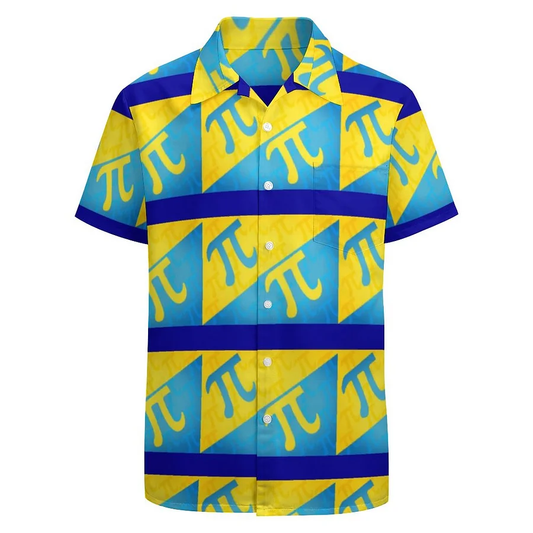NoClaws Pi Hawaii Shirt Pi Symbol Math Pi Day Aloha Shirt Blue Yellow Unisex