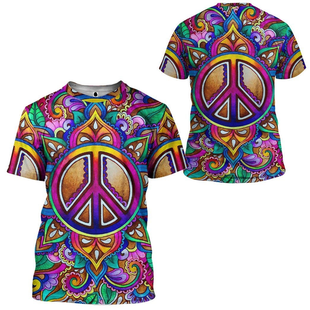 Hippie Hoodie Peace Symbol Mandala Multicolor T-shirt Hoodie Adult Colorful Unisex Full Print