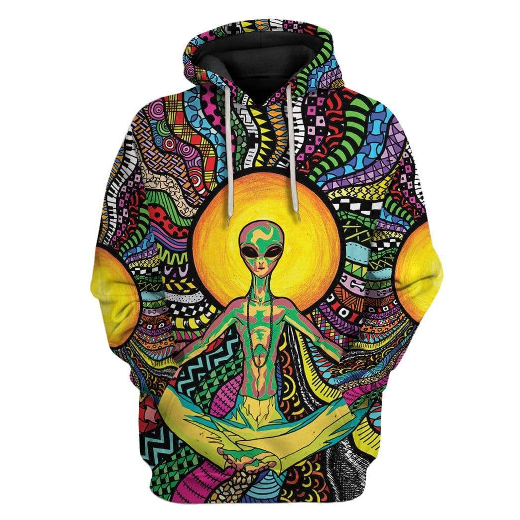 Alien Hoodie Psychedelic Alien Yoga Hoodie Apparel Adult Full Print
