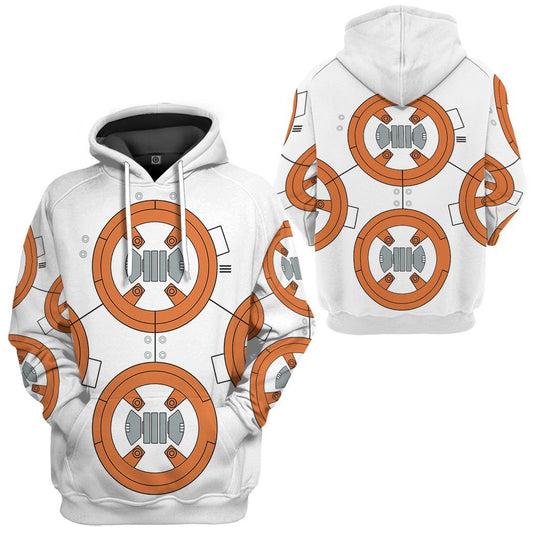SW T-shirt SW BB8 Robot Costume 3d White Orange T-shirt Hoodie