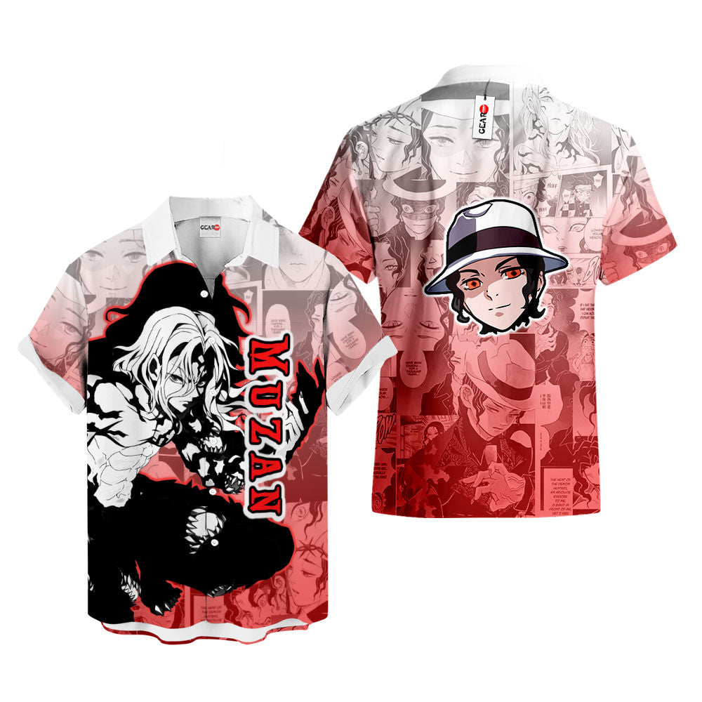 Muzan Kibutsuji Hawaiian Shirt Manga Style