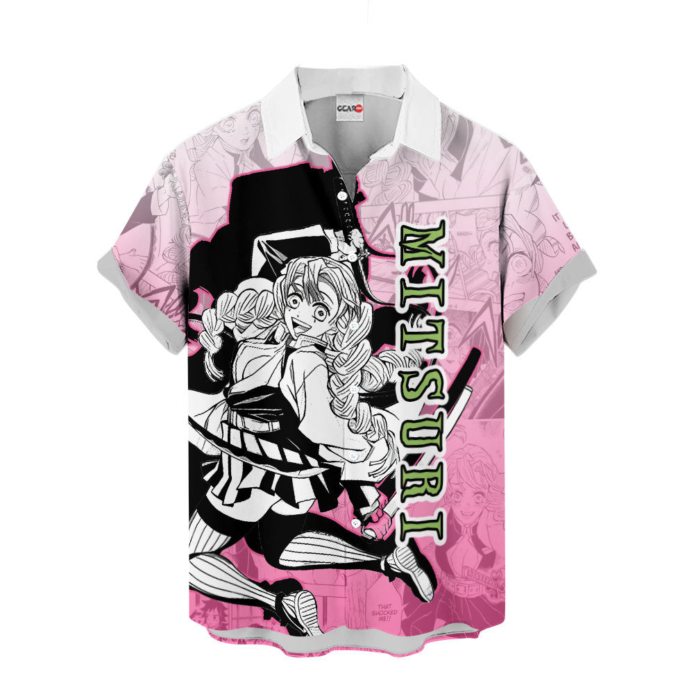 Mitsuri Kanroji Hawaiian Shirt Manga Style