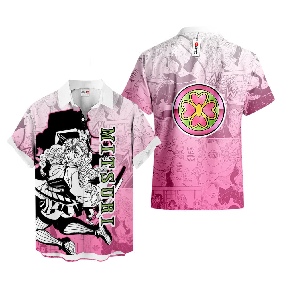 Mitsuri Kanroji Hawaiian Shirt Manga Style