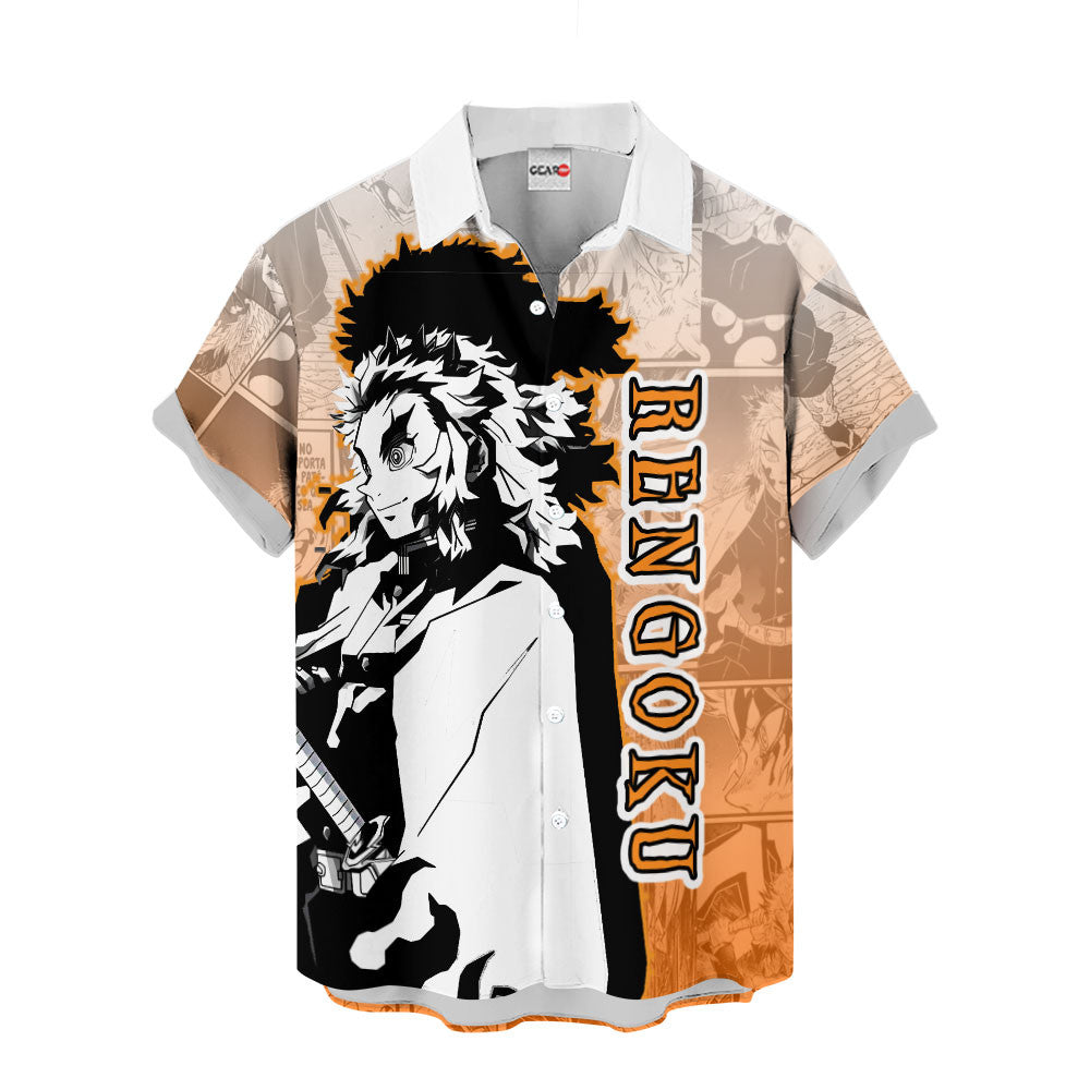 Kyojuro Rengoku Hawaiian Shirt Manga Style