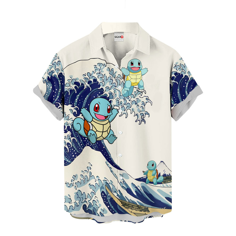 Squirtle Hawaiian Shirt - Great Wave Style