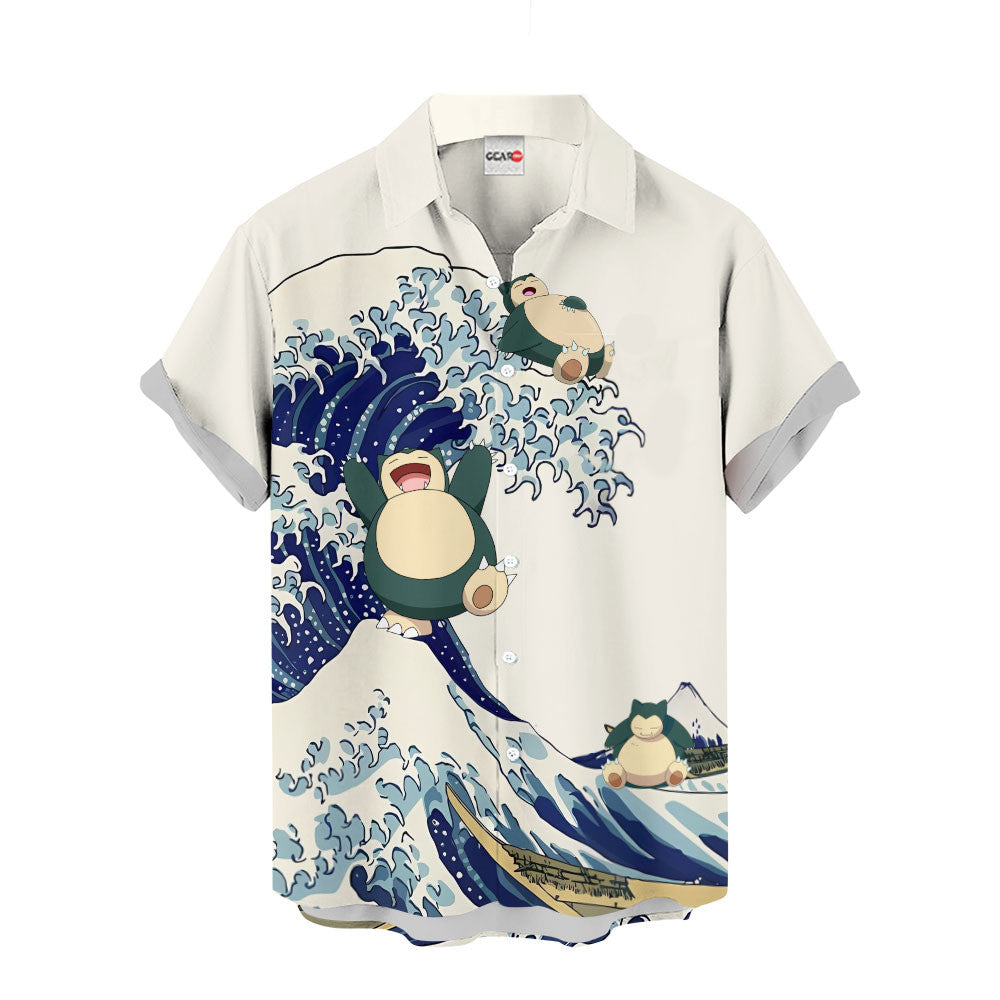 Snorlax Kanagawa Great Wave Hawaiian Shirt