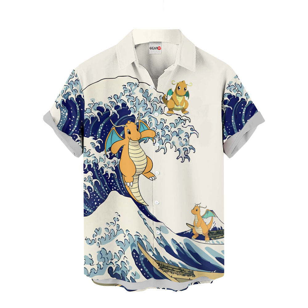 Dragonite Hawaiian Shirt - Great Wave Style
