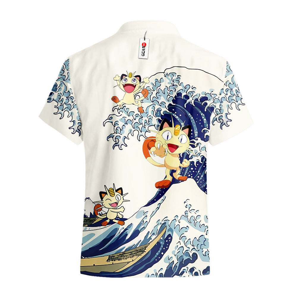 Meowth Hawaiian Shirt - Great Wave Style