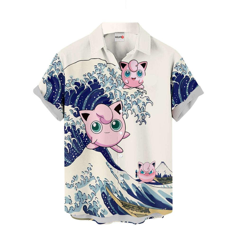 Jigglypuff Hawaiian Shirt - Great Wave Style