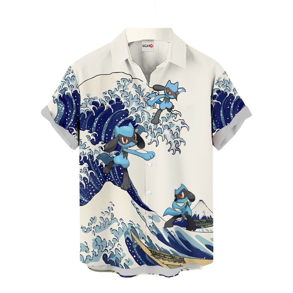 Riolu Hawaiian Shirt - Great Wave Style