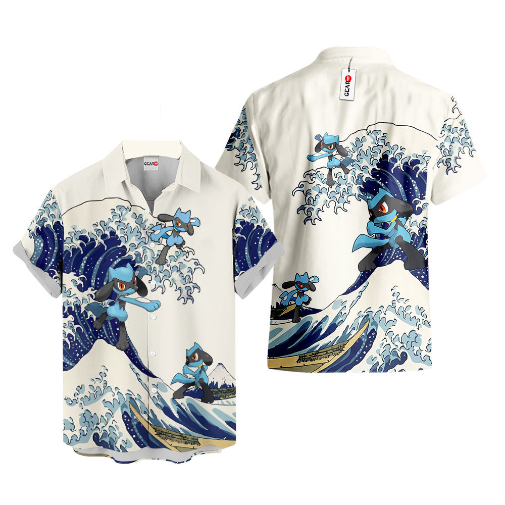 Riolu Hawaiian Shirt - Great Wave Style