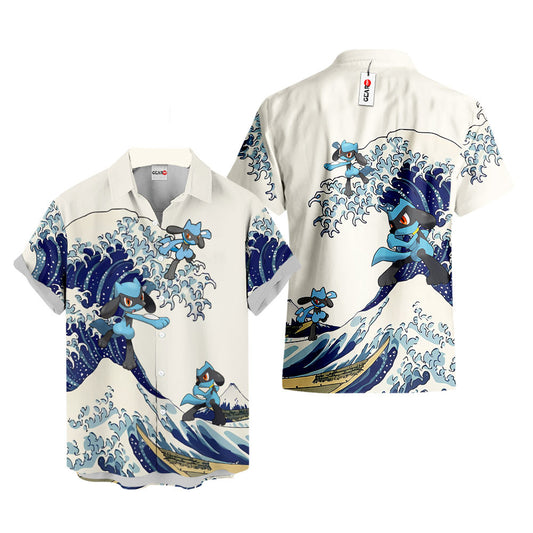 Riolu Hawaiian Shirt - Great Wave Style