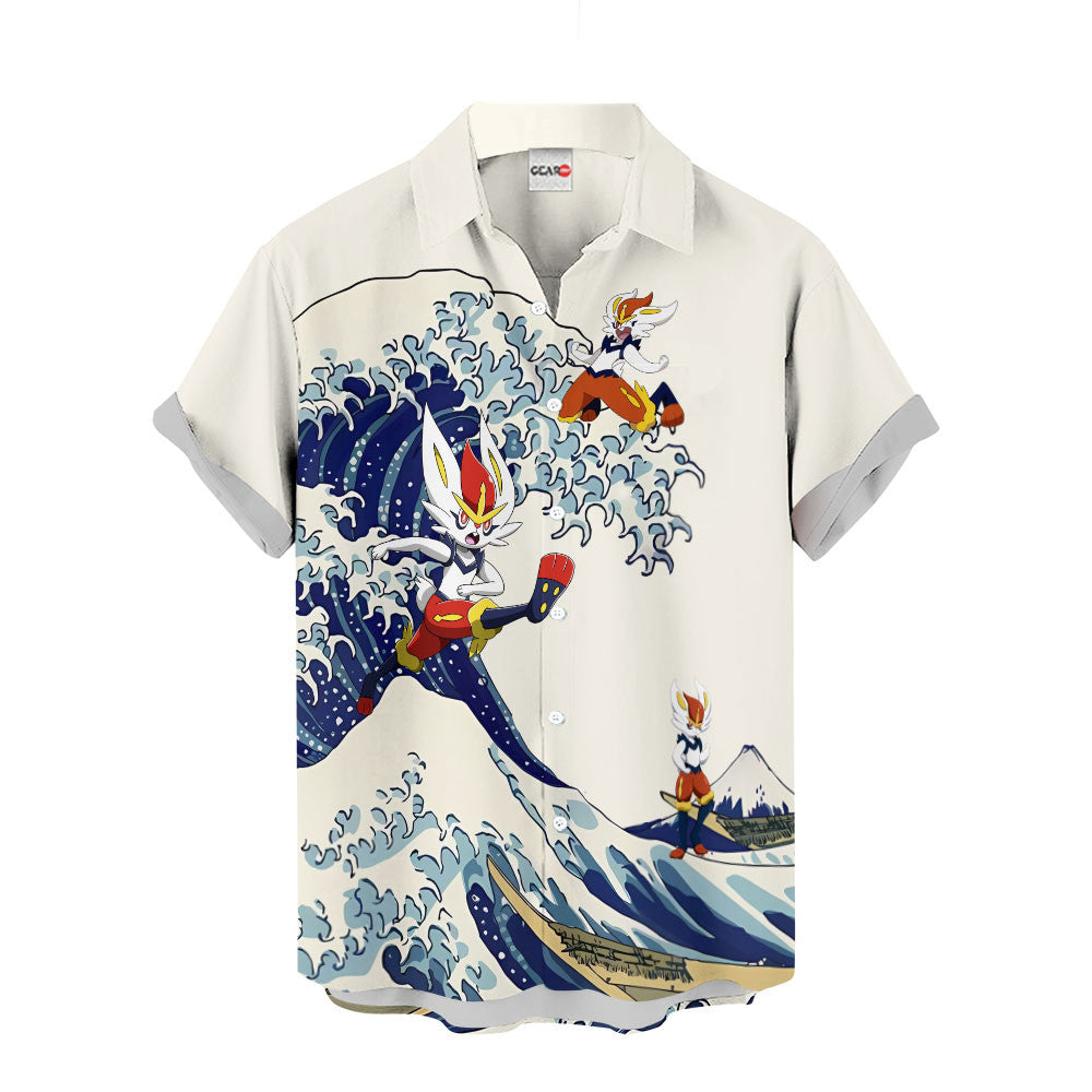 Cinderace Hawaiian Shirt - Great Wave Style