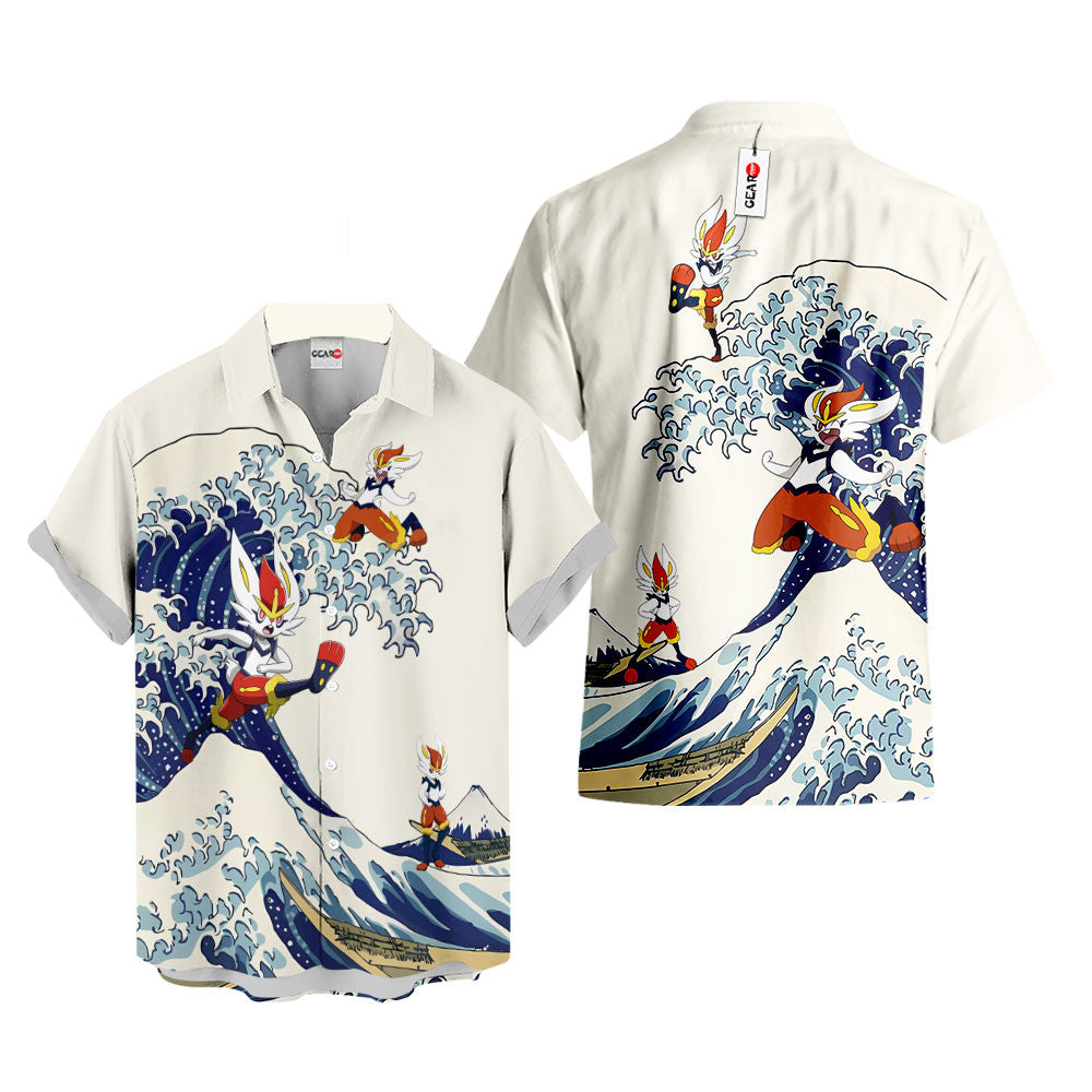 Cinderace Hawaiian Shirt - Great Wave Style