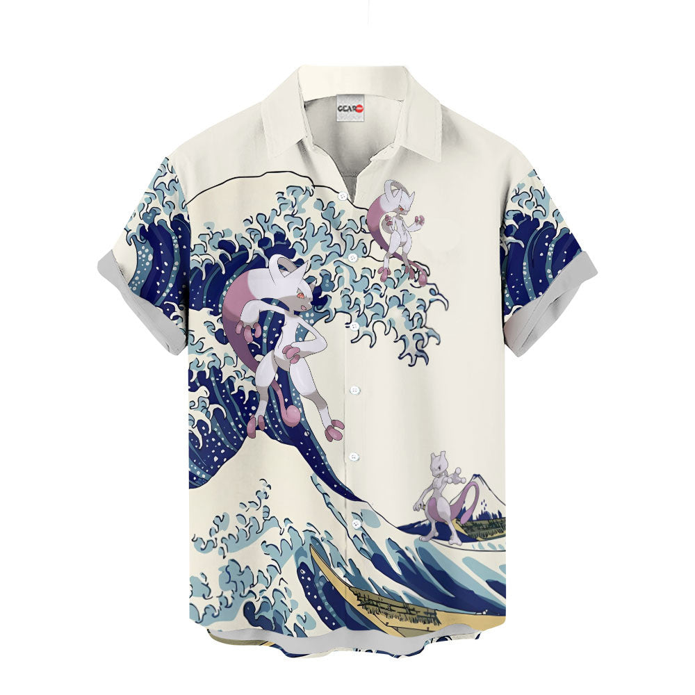 Mewtwo Hawaiian Shirt - Great Wave Style