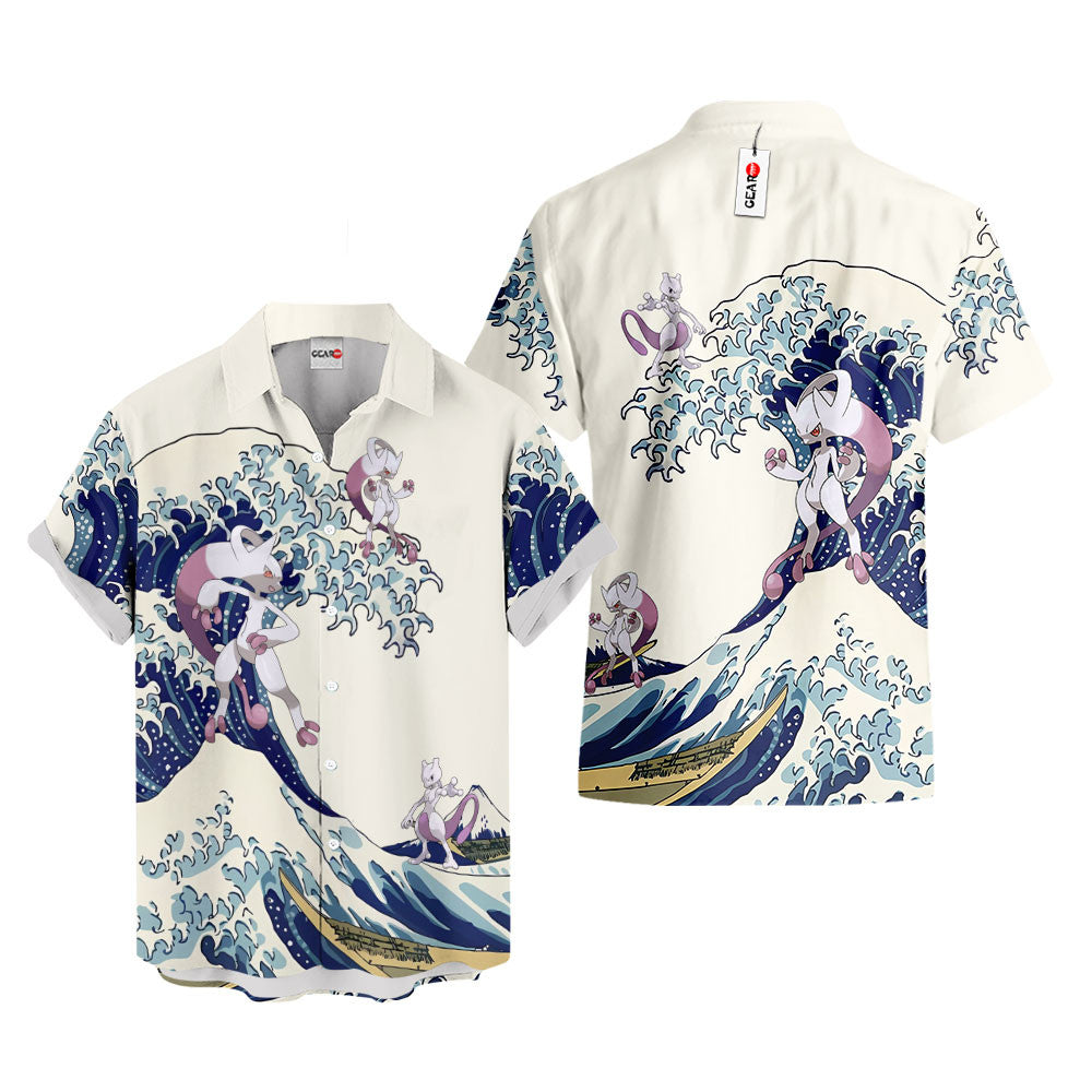 Mewtwo Hawaiian Shirt - Great Wave Style