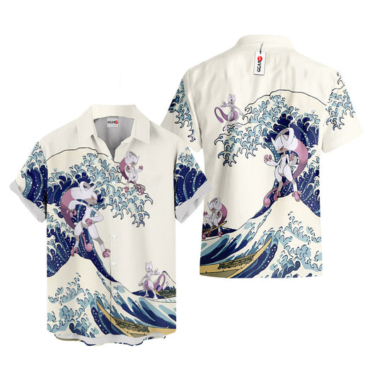 Mewtwo Hawaiian Shirt - Great Wave Style