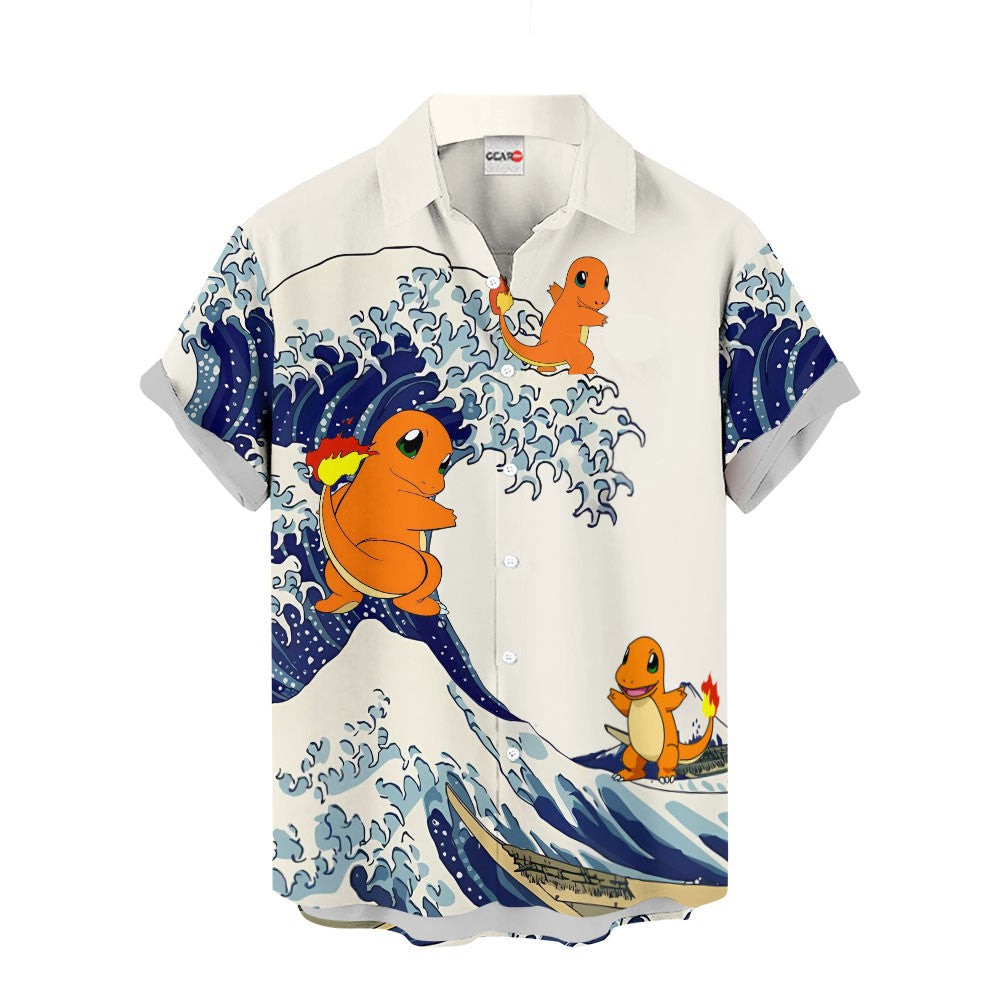 Charmander Hawaiian Shirt - Great Wave Style