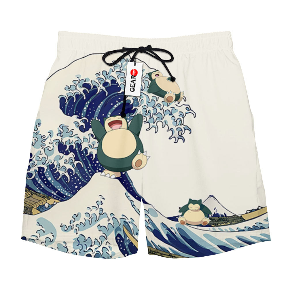 Snorlax Beach Shorts - Great Wave Edition