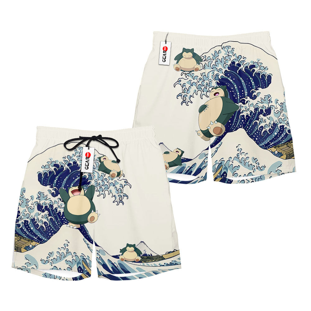 Snorlax Beach Shorts - Great Wave Edition