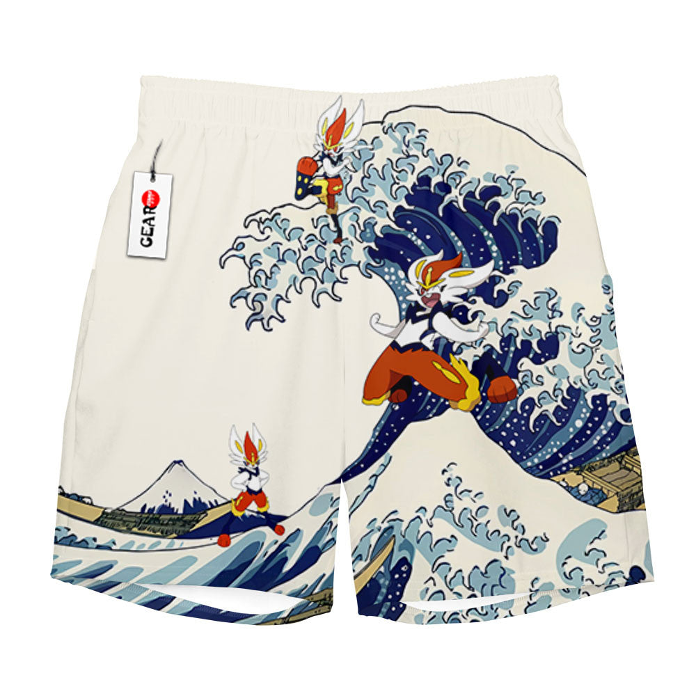 Cinderace Beach Shorts - Great Wave Edition