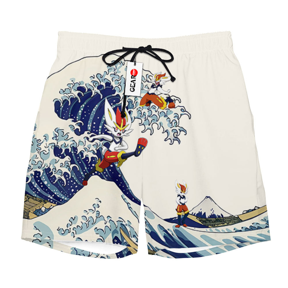 Cinderace Beach Shorts - Great Wave Edition