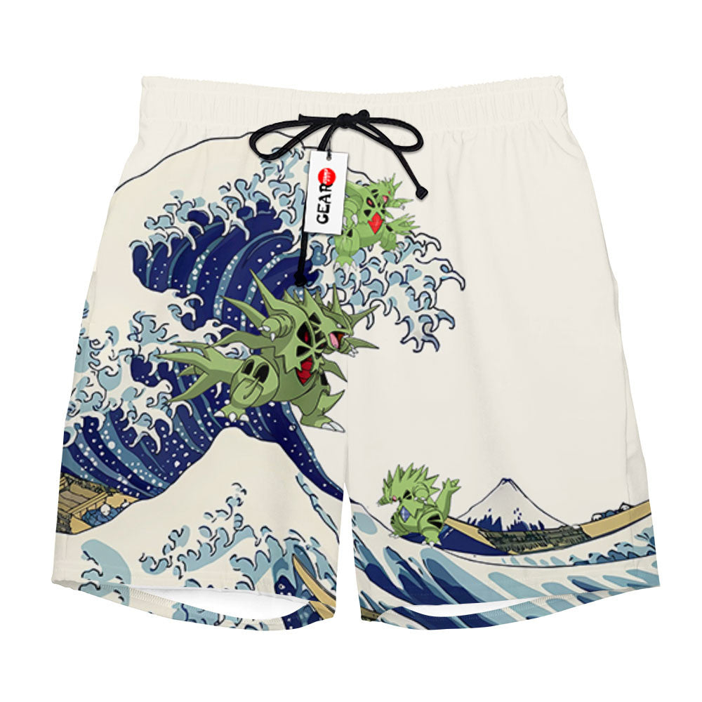Tyranitar Beach Shorts - Great Wave Edition