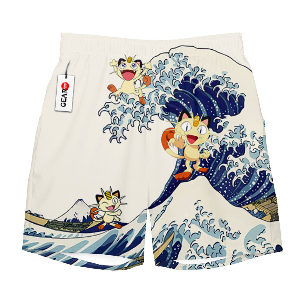 Meowth Beach Shorts - Great Wave Edition